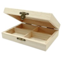 Cutie din lemn cu 4 compartimente, 14 x 10 x 3.5 cm