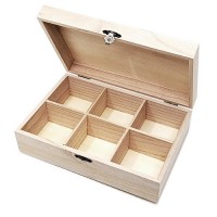Cutie din lemn cu 6 compartimente pentru ceai, 24 x 16 x 7.5 cm