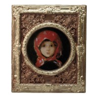 Tablou miniatural Nicolae Grigorescu  Portret de fată