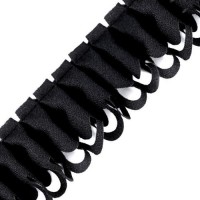 Bandă plisată cu model decupat lățime 45 mm NEGRU