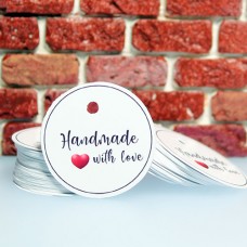Etichete albe "Handmade with love" 35buc